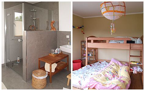 Dusche und Kinderschlafzimmer nach Feng Shui